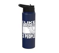 Me gustan los cocodrilos y tal vez 3 personas cocodrilo divertido Stainless Steel Insulated Water Bottle