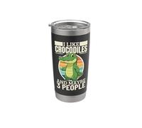 Me gustan los cocodrilos y tal vez 3 personas cocodrilo divertido Vaso térmico de acero inoxidable de doble pared