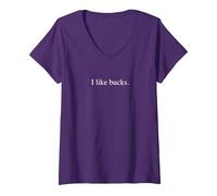 Me Gustan los dólares - Tipografía Divertida Camiseta Cuello V, Mujer, Morado, XL