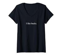 Me Gustan los dólares - Tipografía Divertida Camiseta Cuello V, Mujer, Negro, M