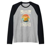 Me Gustan los guepardos y quizás 3 Personas Guepardo Divertido Camiseta Manga Raglan