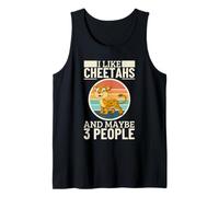 Me Gustan los guepardos y quizás 3 Personas Guepardo Divertido Camiseta sin Mangas