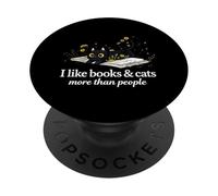 Me Gustan los Libros y los Gatos más Que la Gente Amante de los Libros de Gatos Leer PopSockets PopGrip Adhesivo