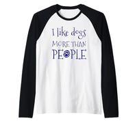 Me Gustan los Perros más Que la Gente Divertido sarcástico Vintage Retro Camiseta Manga Raglan