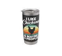 Me gustan los pollos y quizás 3 personas Vaso térmico de acero inoxidable de doble pared