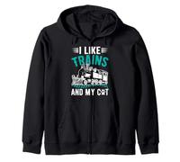 Me Gustan los Trenes y mi Gato Sudadera con Capucha