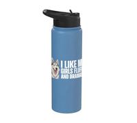 Me gustan mis chicas esponjoso y dramático Husky siberiano divertido Stainless Steel Insulated Water Bottle