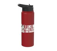 Me gustan mis chicas esponjoso y dramático Husky siberiano divertido Stainless Steel Insulated Water Bottle