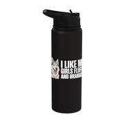 Me gustan mis chicas esponjoso y dramático Husky siberiano divertido Stainless Steel Insulated Water Bottle