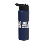 Me gustan mis chicas esponjoso y dramático Husky siberiano divertido Stainless Steel Insulated Water Bottle