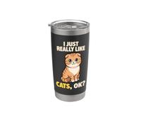 Me gustan mucho los gatos, vale, amante de los animales, bonito pliegue escocés Vaso térmico de acero inoxidable de doble pared