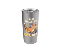 Me gustan mucho los gatos, vale, amante de los animales, lindo munchkin Vaso térmico de acero inoxidable de doble pared