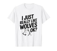 Me Gustan Mucho los Lobos Ok Funny Animal Lover Camiseta gráfica económica, Hombre, Blanco, S