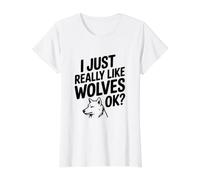 Me Gustan Mucho los Lobos Ok Funny Animal Lover Camiseta gráfica económica, Mujer, Blanco, L