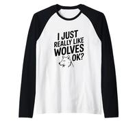 Me Gustan Mucho los Lobos Ok Funny Animal Lover Camiseta Manga Raglan