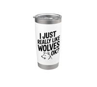 Me gustan mucho los lobos Ok Funny Animal Lover Vaso térmico de acero inoxidable de doble pared