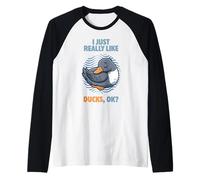 Me Gustan Mucho los Patos Ok Animal Blue Pato Sueco Camiseta Manga Raglan