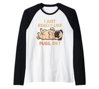 Me Gustan Mucho los Pugs, Ok, Amante de los Animales, Lindo Perro Camiseta Manga Raglan
