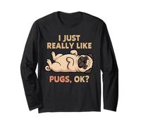 Me Gustan Mucho los Pugs, Ok, Amante de los Animales, Lindo Perro Manga Larga