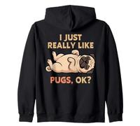 Me Gustan Mucho los Pugs, Ok, Amante de los Animales, Lindo Perro Sudadera con Capucha