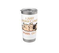 Me gustan mucho los pugs, ok, amante de los animales, lindo perro Vaso térmico de acero inoxidable de doble pared