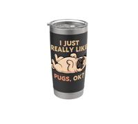 Me gustan mucho los pugs, ok, amante de los animales, lindo perro Vaso térmico de acero inoxidable de doble pared