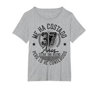 Me Ha Costado 37 Años Cumpleaños Hombres Mujeres Camiseta, Mujer Tallas Grandes, Gris Jaspeado, 5XL Grande