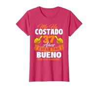 Me ha costado 37 años Estar Tan Bueno - Cumpleaños Camiseta, Mujer, Rojo Jaspeado, XL