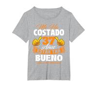 Me ha costado 37 años Estar Tan Bueno - Cumpleaños Camiseta, Mujer Tallas Grandes, Gris Jaspeado, 4XL Grande