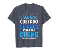 Me Ha Costado 50 Años Estar Tan Bueno Regalo 50 Cumpleaños Camiseta, Hombre, Azul Jaspeado, 6XL