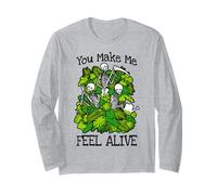 Me Haces Sentir Vivo, Amante de Las Plantas, Esqueleto, Jardinero gótico Manga Larga
