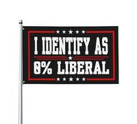 Me identifico como 0% liberal. Bandera con declaración política divertida de 3x5 pies. Letrero para jardín. Impresión a una sola cara.