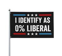Me identifico como 0% liberal. Bandera con declaración política divertida de 3x5 pies. Letrero para jardín. Impresión a una sola cara.
