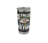 Me llamó a pescar Mateo 4:19 Pesca cristiana Vaso térmico de acero inoxidable de doble pared