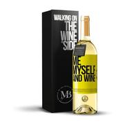 «Me myself and wine» Mensaje en una Botella. Vino Blanco Premium Verdejo Joven + Gift Box. Etiqueta Amarilla PERSONALIZABLE