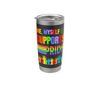 Me Myself & I apoya a Pride Rainbow Open Gay & Loved Hands Vaso térmico de acero inoxidable de doble pared