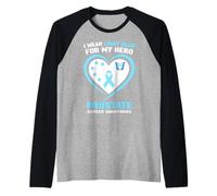 Me Pongo Azul Claro para la Conciencia del cáncer de próstata de mi héroe Camiseta Manga Raglan