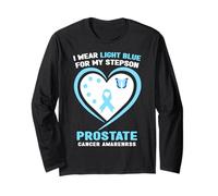 Me Pongo Azul Claro para la Conciencia del cáncer de próstata de mi hijastro Manga Larga