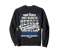 Me Pongo Azul Oscuro para mi Esposo Guerrero del cáncer de Colon Sudadera