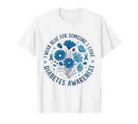 Me Pongo Azul para Alguien Que Amo la concienciación sobre la Diabetes Floral Camiseta