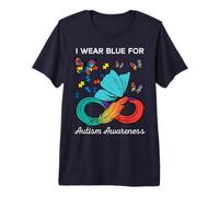 Me Pongo Azul para la Conciencia del Autismo Mariposa Hombres Mujeres niños Camiseta Premium