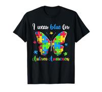 Me pongo azul para la concienciación sobre el autismo, mariposa rompecabezas Camiseta