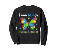 Me pongo azul para la concienciación sobre el autismo, mariposa rompecabezas Sudadera
