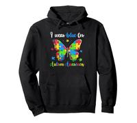 Me pongo azul para la concienciación sobre el autismo, mariposa rompecabezas Sudadera con Capucha