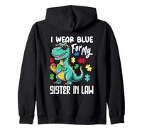 Me Pongo Azul para mi cuñada, Dinosaurio, Dinosaurio, Autismo Sudadera con Capucha