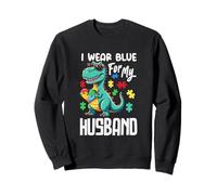 Me Pongo Azul para mi Esposo Dinosaurio Dino Concientización sobre el Autismo Sudadera