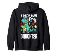 Me Pongo Azul para mi Hija, Dinosaurio, Dinosaurio, Conciencia sobre el Autismo Sudadera con Capucha
