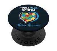Me Pongo Azul para mi Hijo - Apoyo a los Padres de concienciación sobre el Autismo PopSockets PopGrip Adhesivo