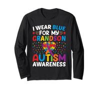 Me pongo azul para mi nieto Apoyo de concienciación sobre el autismo siempre Manga Larga