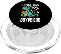 Me Pongo Azul para mi Novio Dinosaurio Dinosaurio Concientización sobre el Autismo PopSockets PopGrip para MagSafe